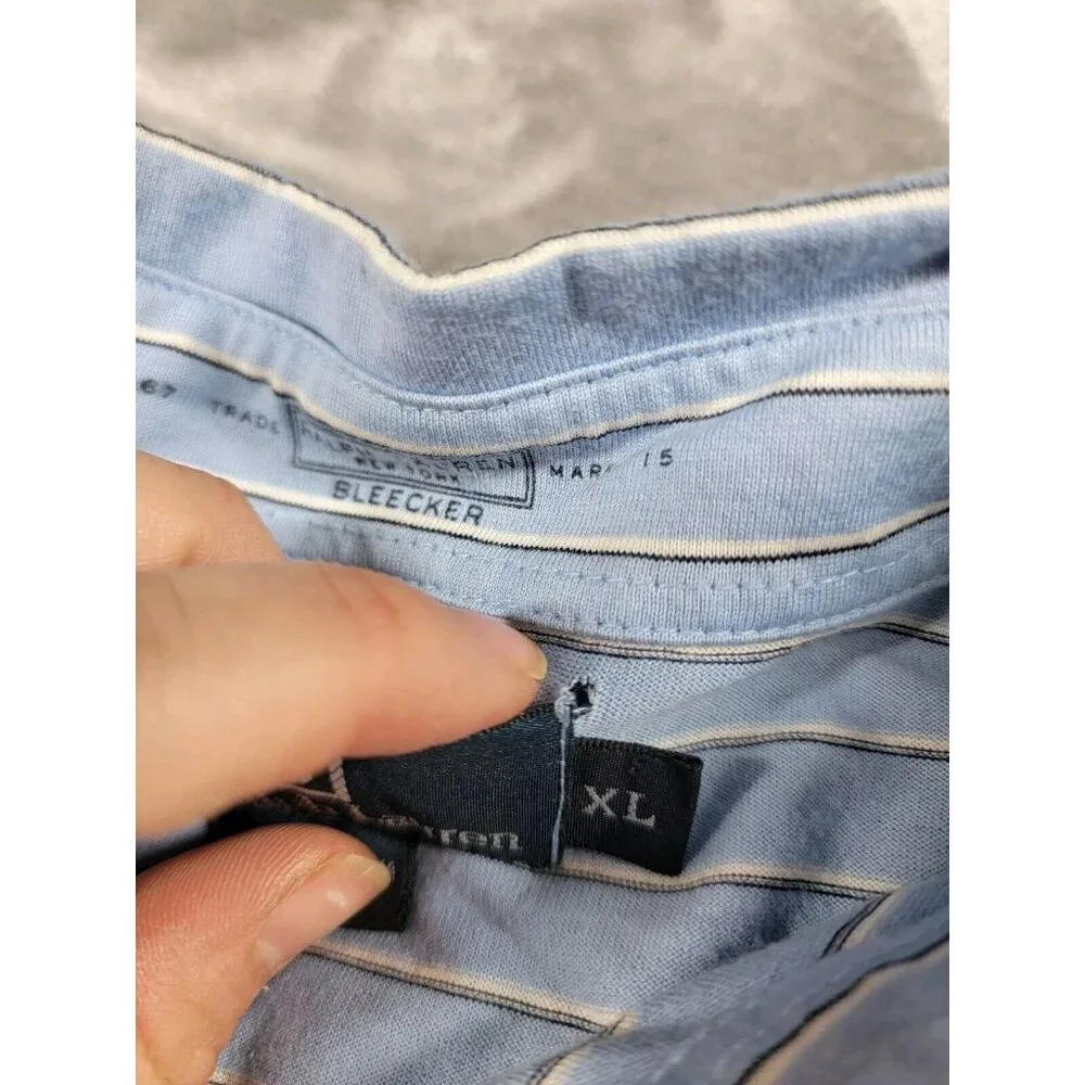 Polo ralph Lauren cotton Bleecker‎ blue white striped shirt men's XL